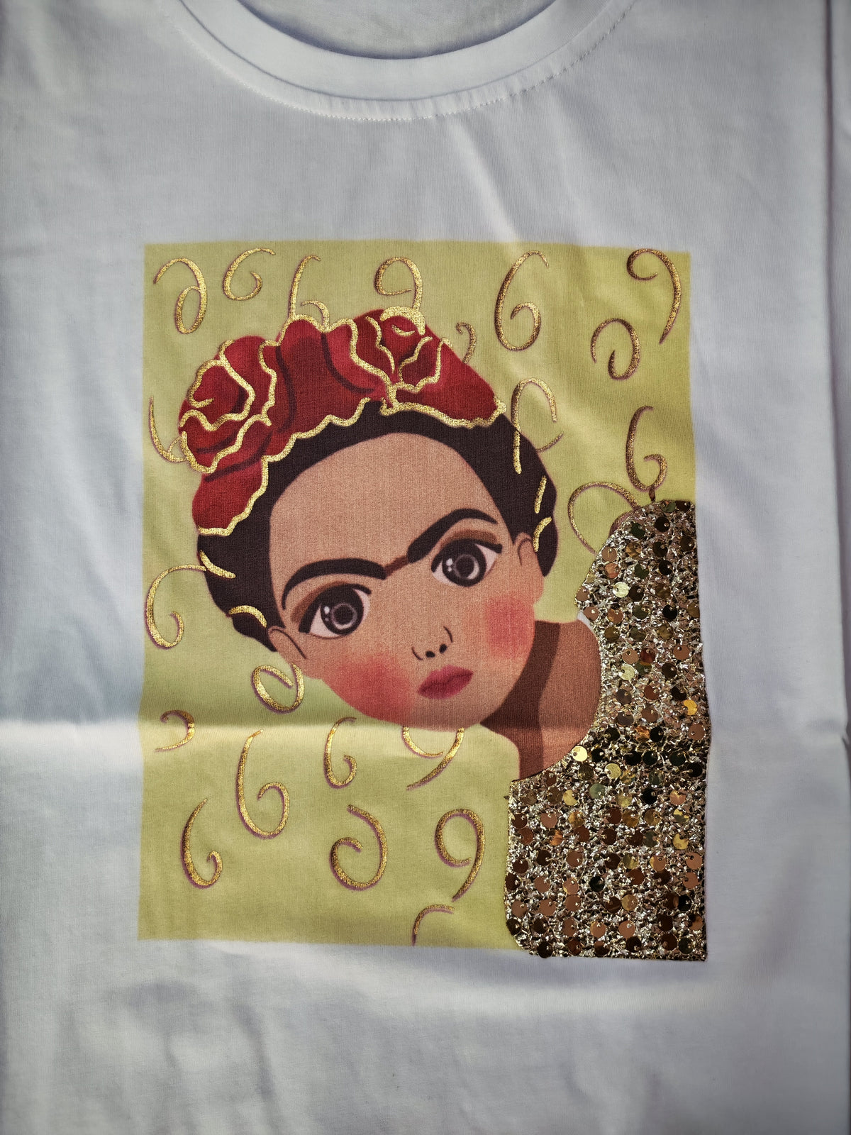 T-shirt Frida paillettes gialle