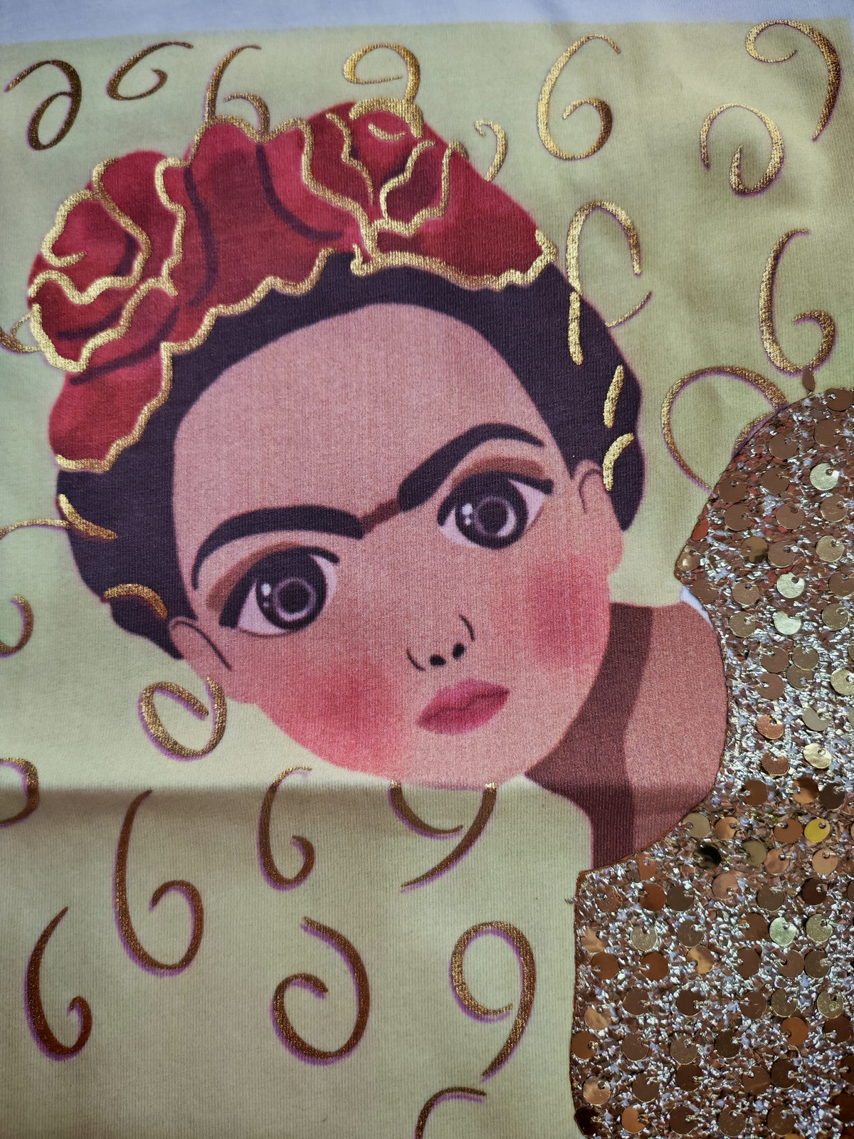 T-shirt Frida paillettes gialle