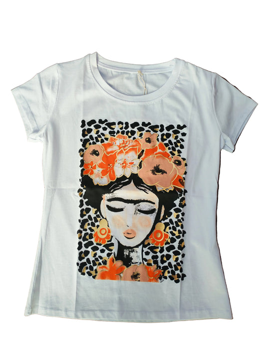 T-shirt Frida fiori arancioni