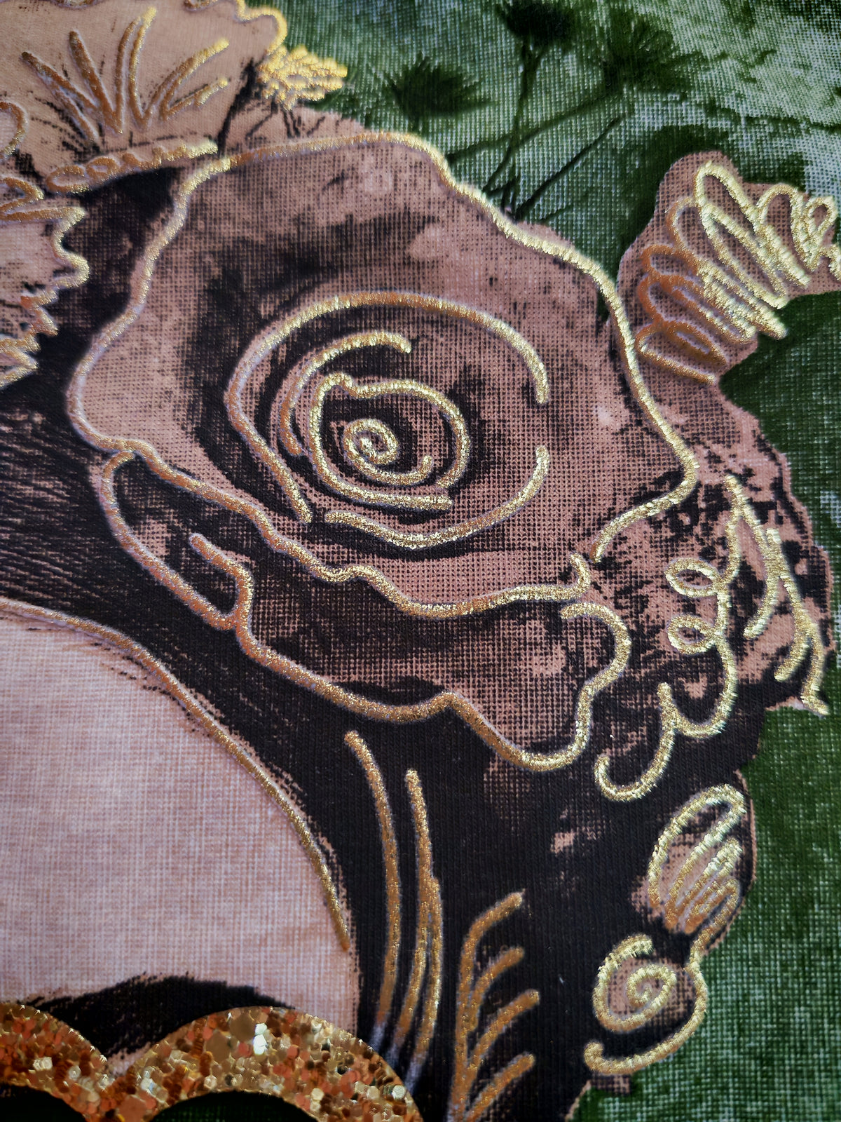 T-shirt Frida con occhiali stampa verde