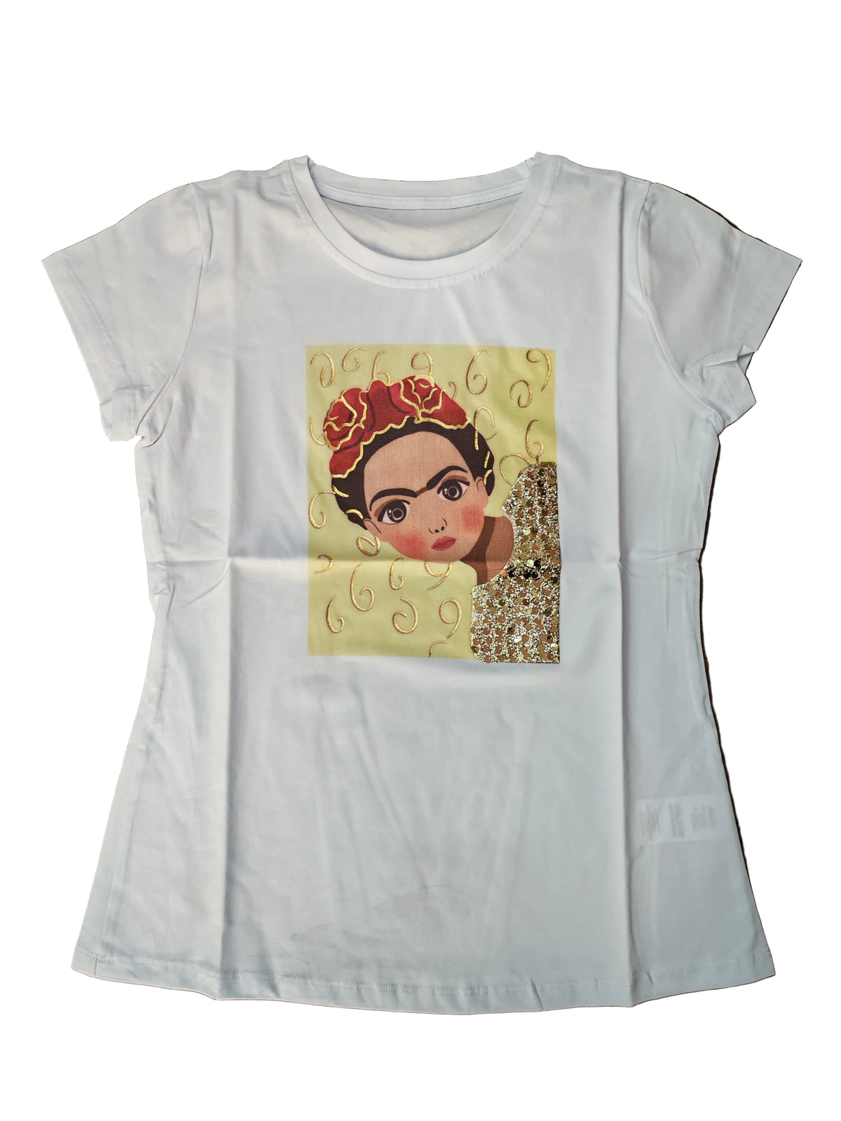 T-shirt Frida paillettes gialle